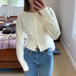 Cream Snap Front Sweater - Size Small